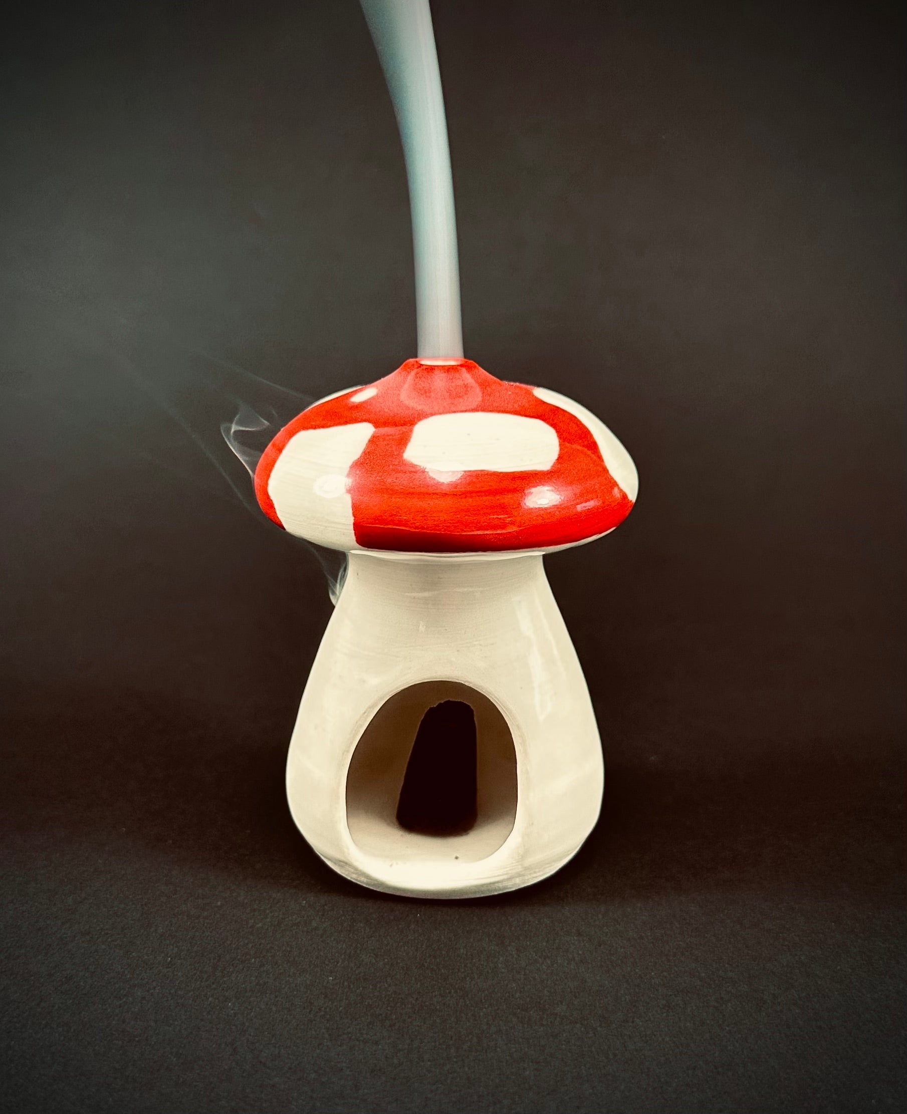 Handmade mushroom incense dome.