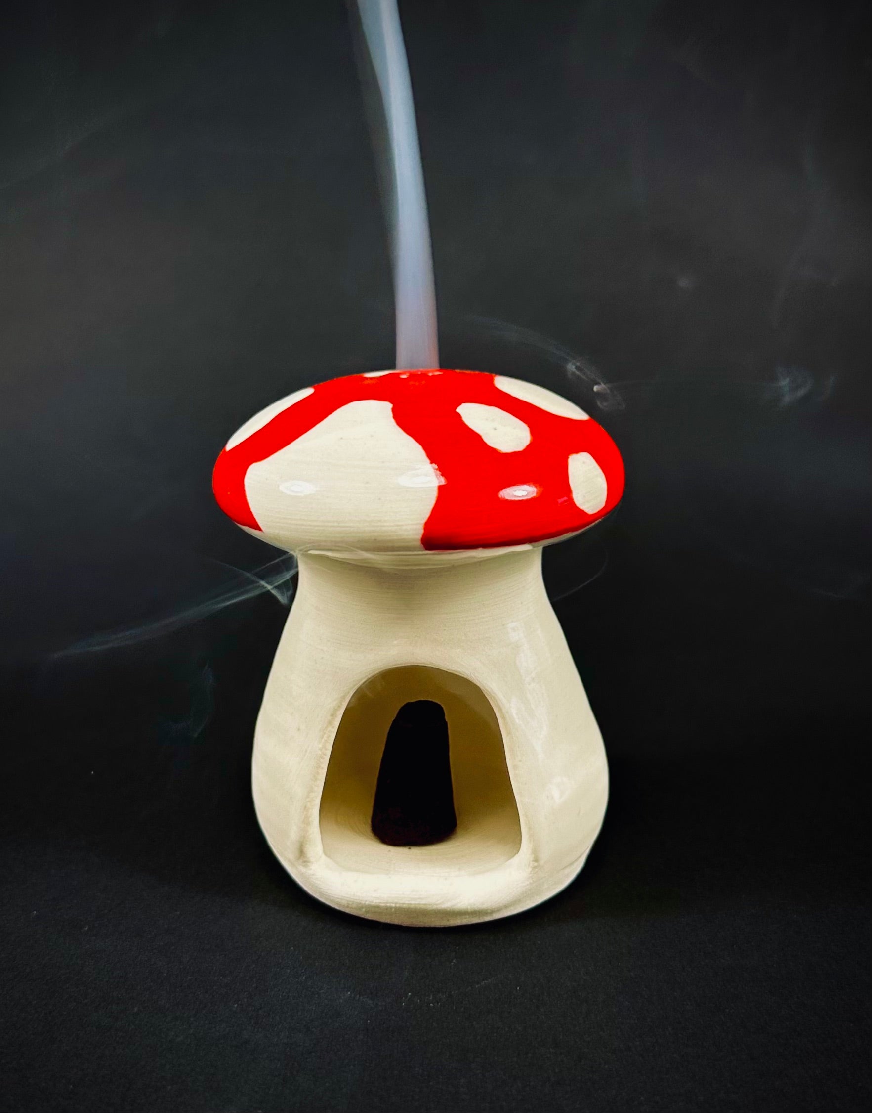 Handmade mushroom incense dome.