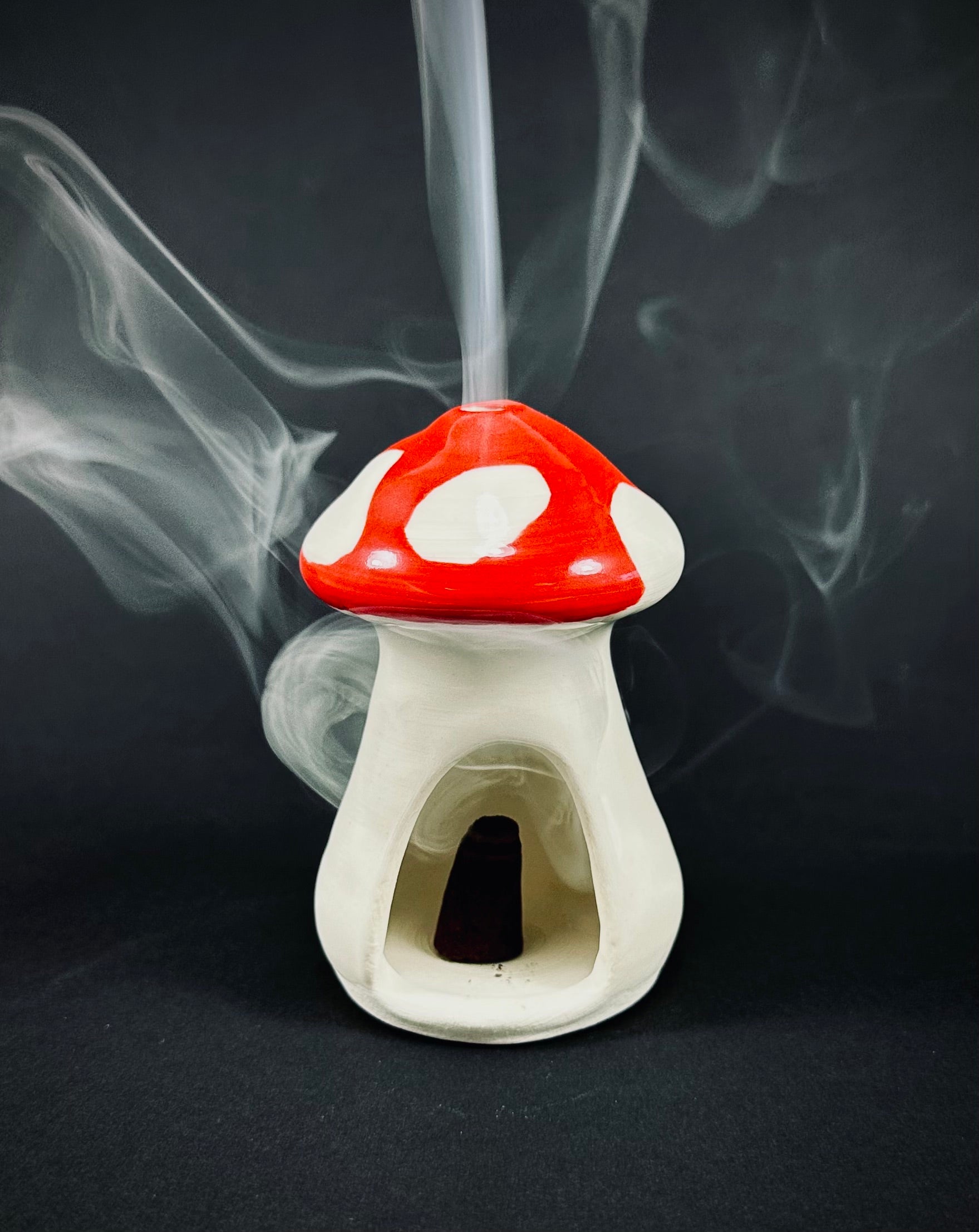 Handmade mushroom incense dome.