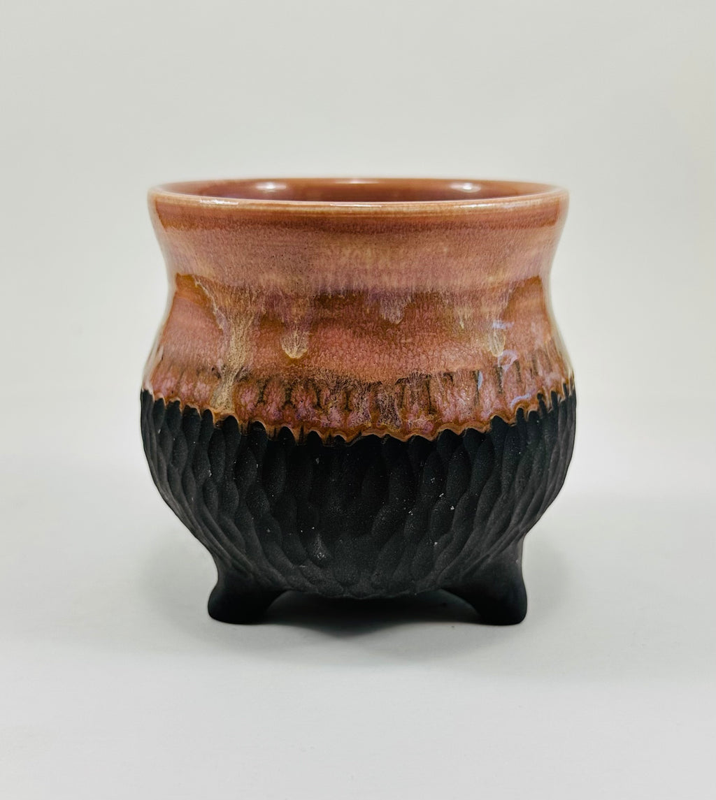 Handmade cauldron in a beautiful lavender and black glaze
