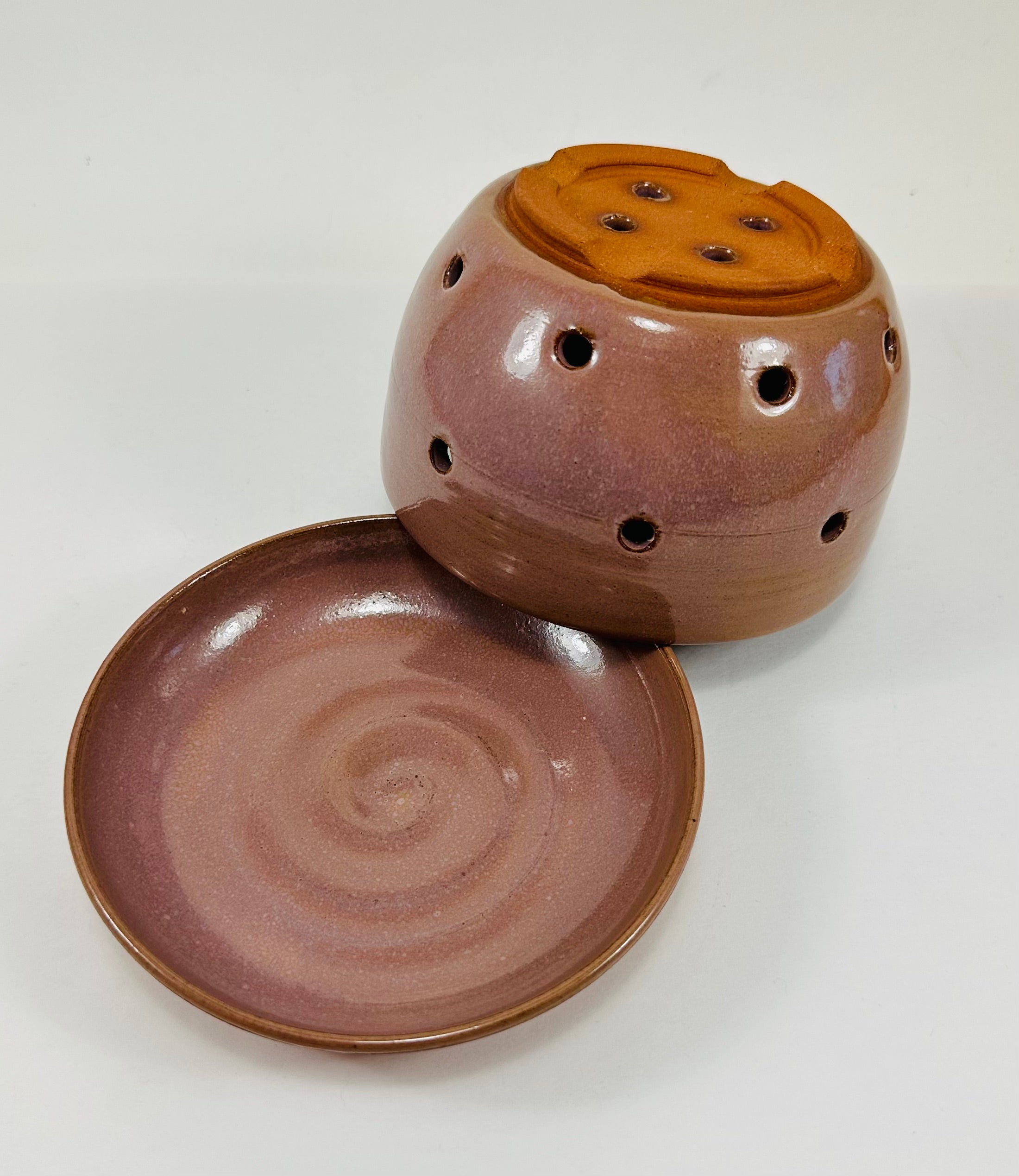 Handmade berry bowl in a beautiful lavender glaze.