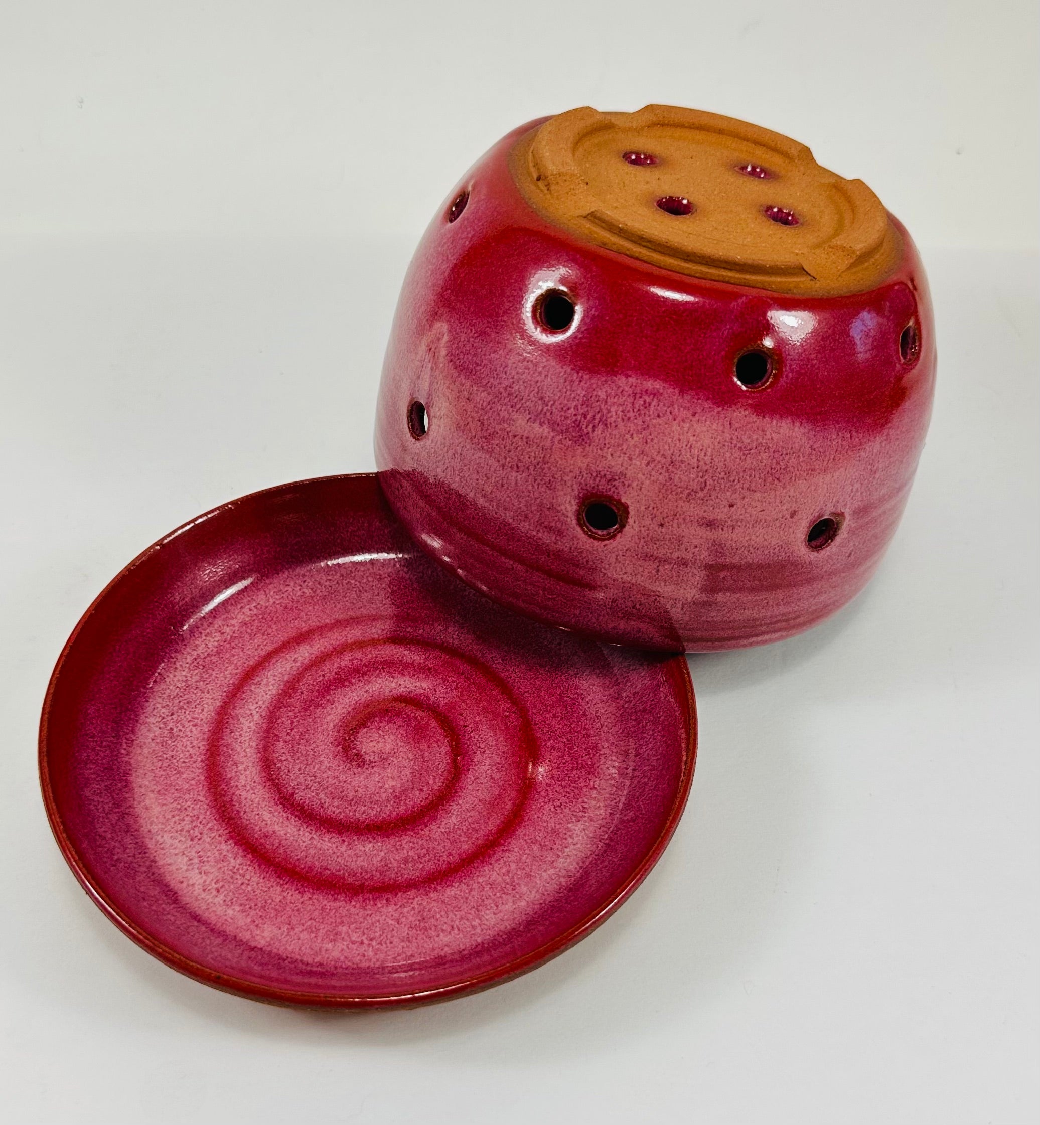 Handmade berry bowl in a beautiful pink glaze.