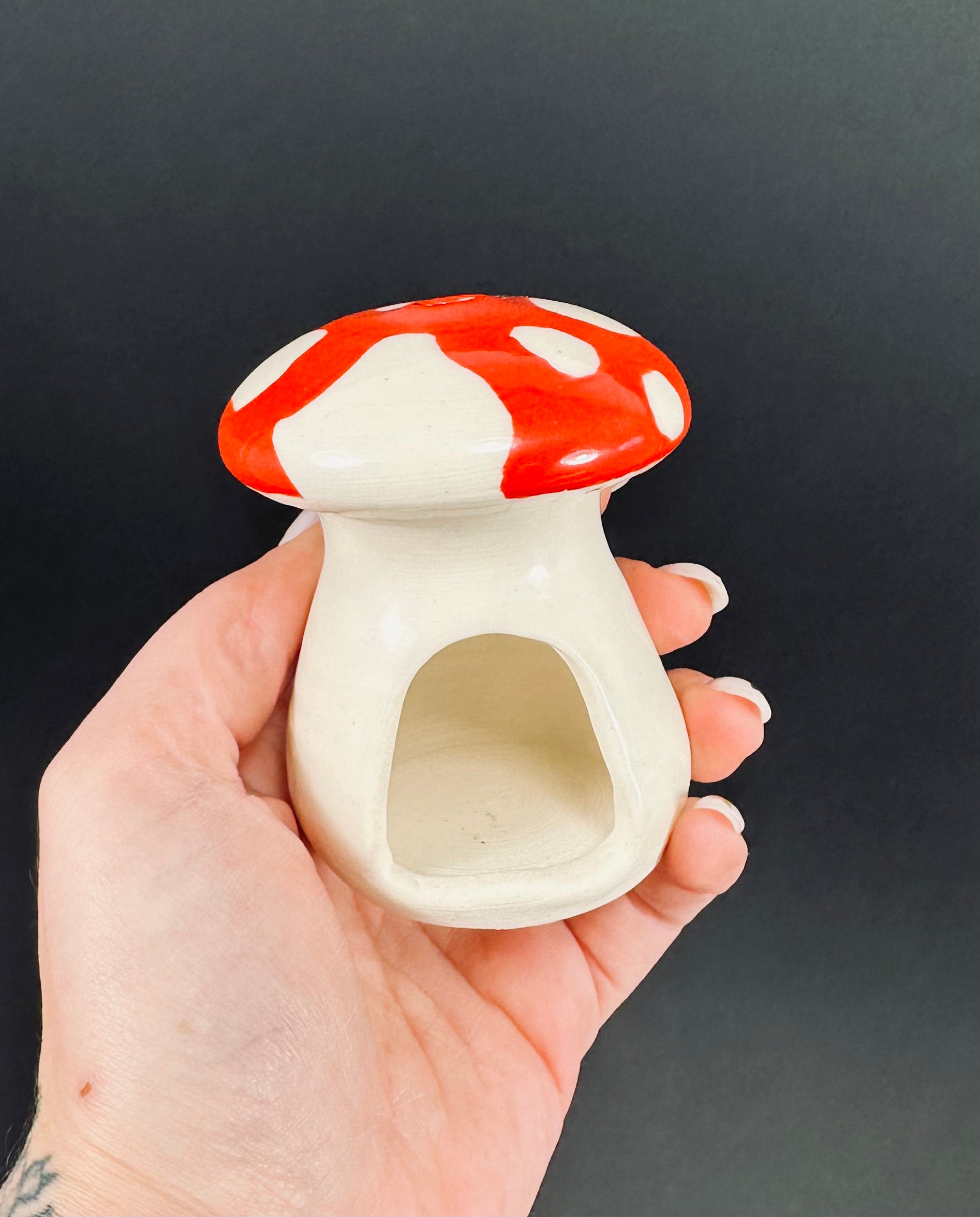 Handmade mushroom incense dome.