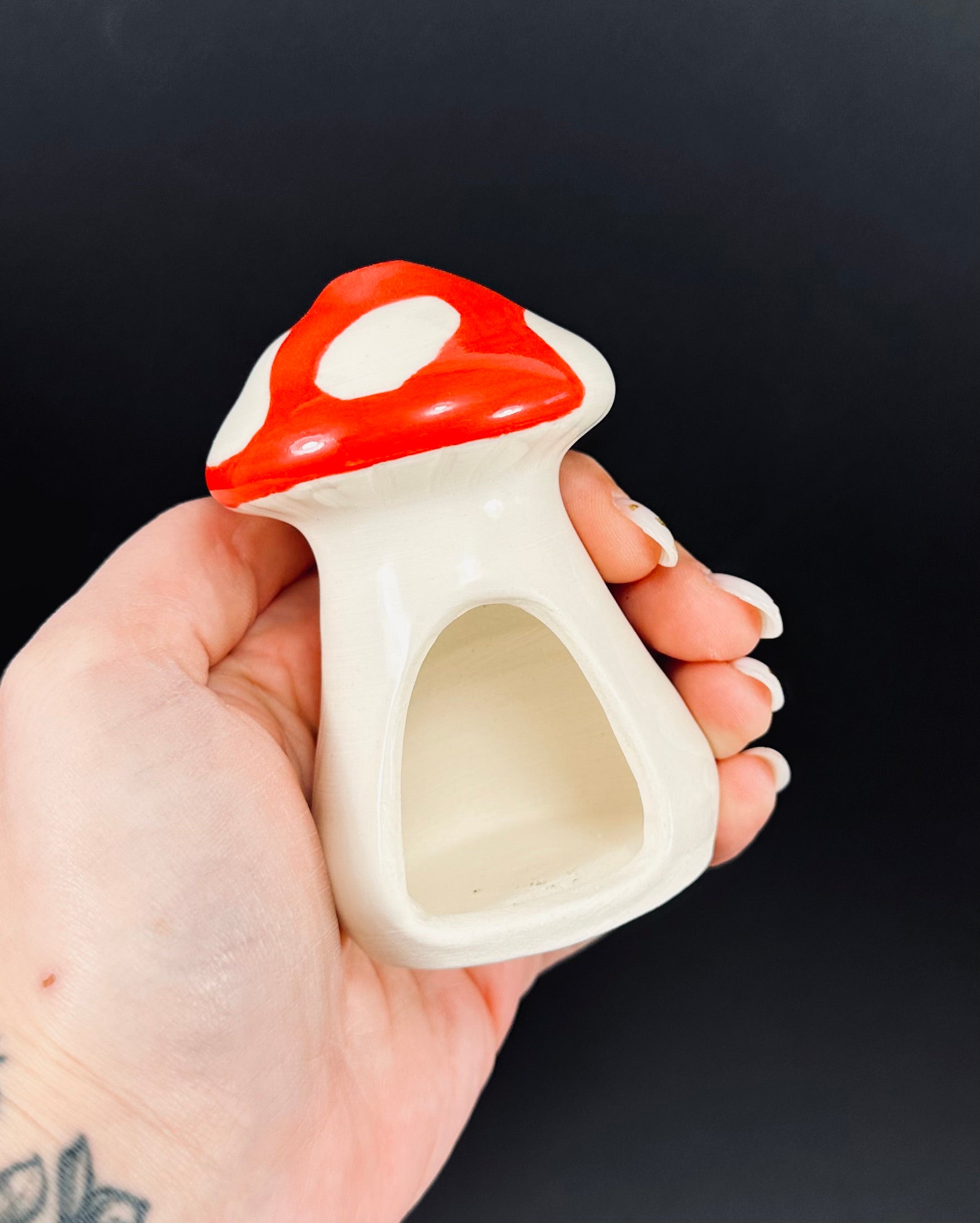 Handmade mushroom incense dome.