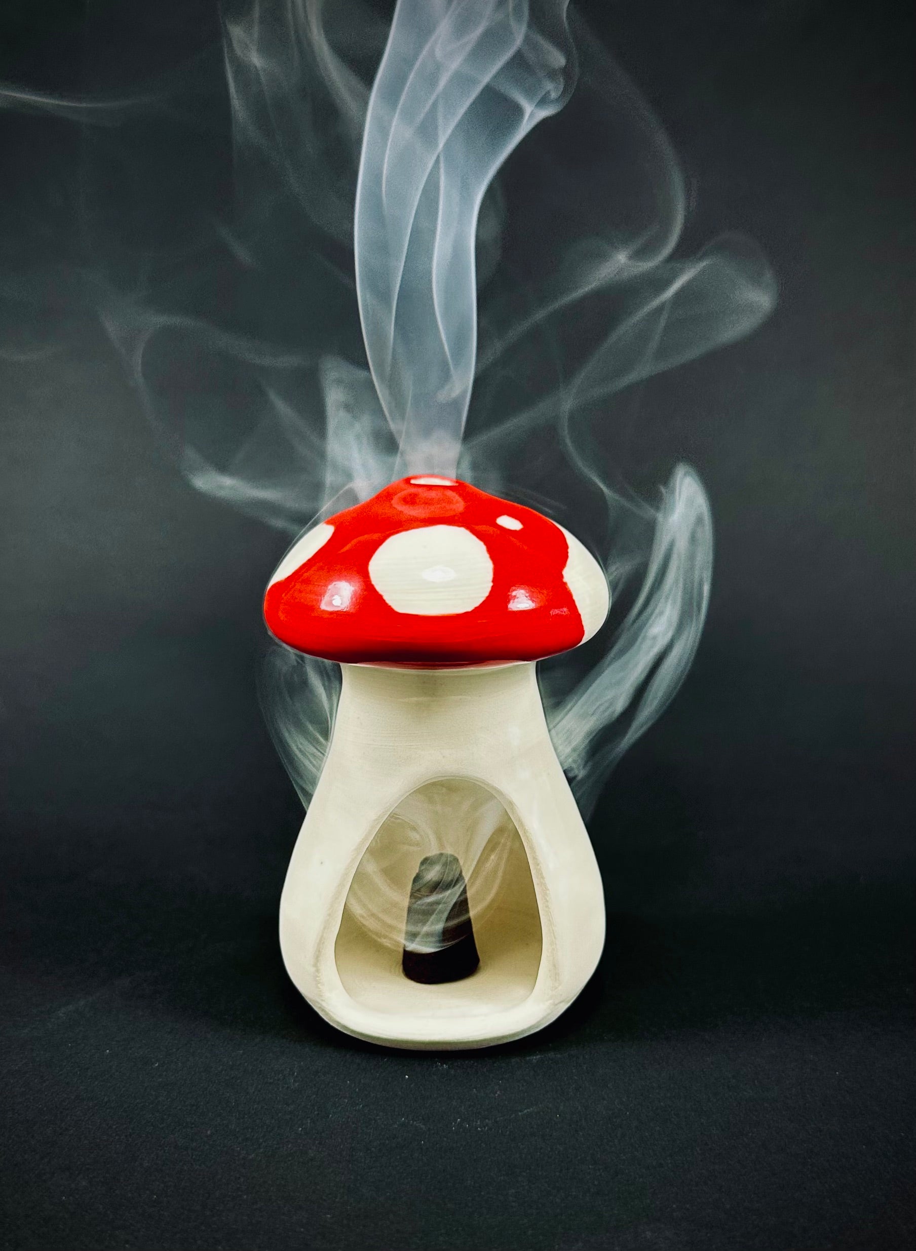 Handmade mushroom incense dome.