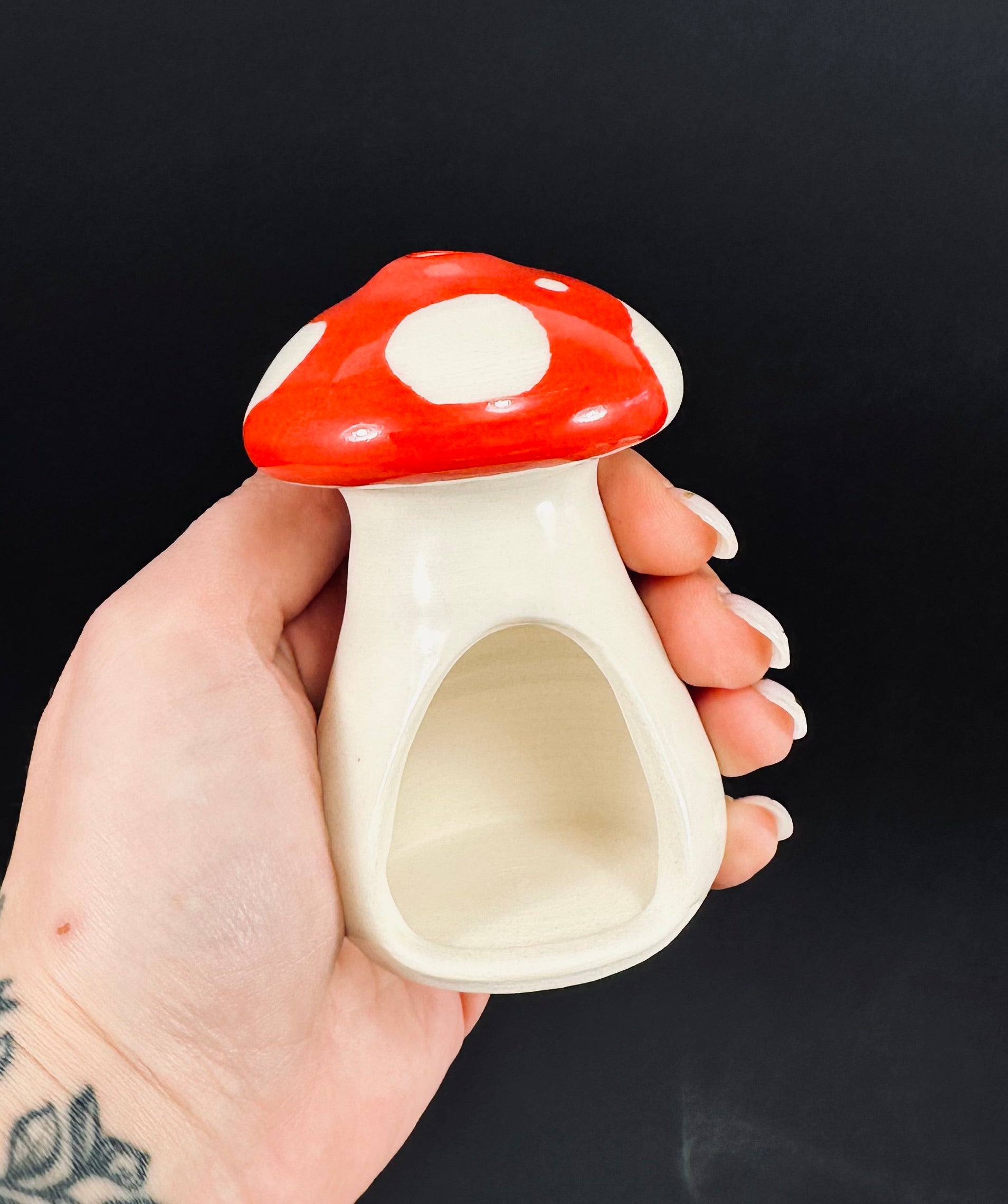 Handmade mushroom incense dome.