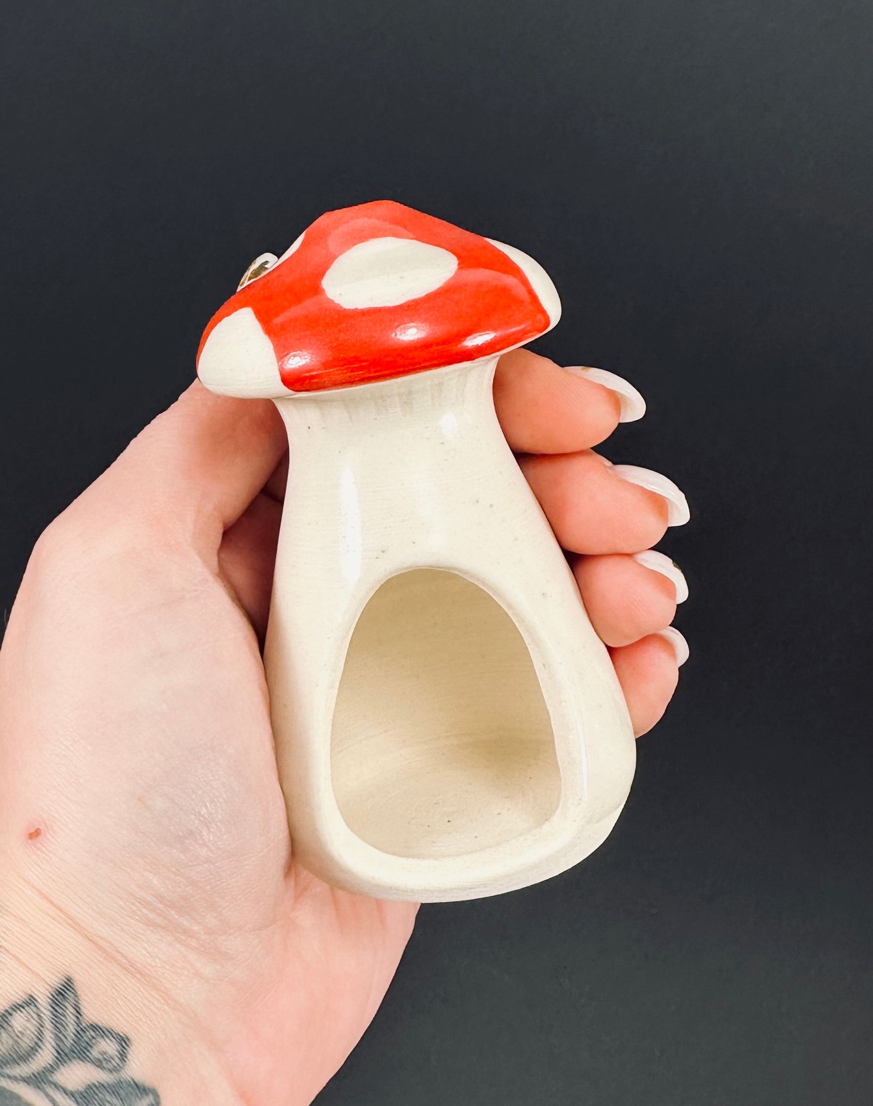 Handmade mushroom incense dome.