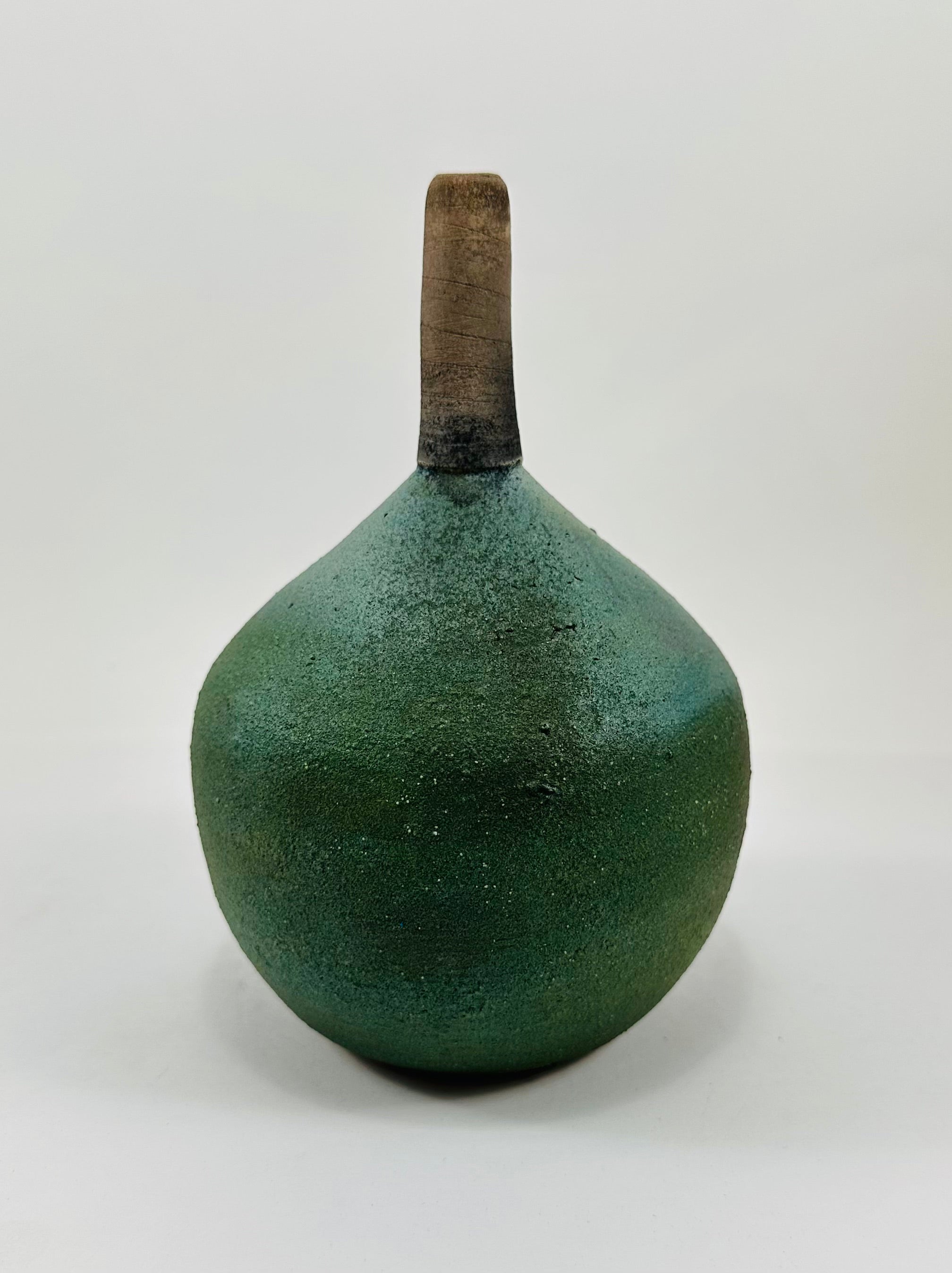 Matte Peacock Raku Vase