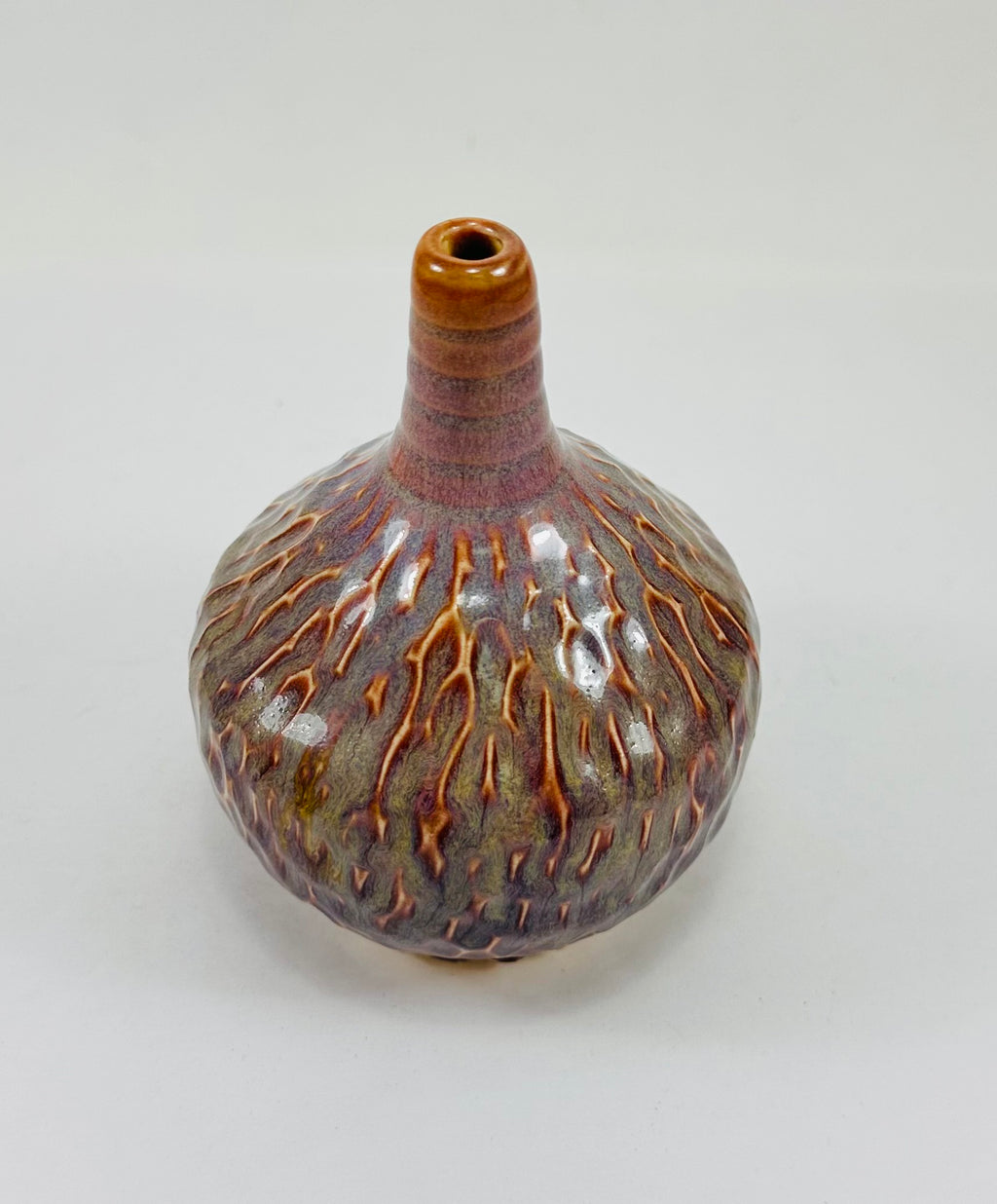 handmade ceramic vase in a beautiful blue, purple and brown glaze