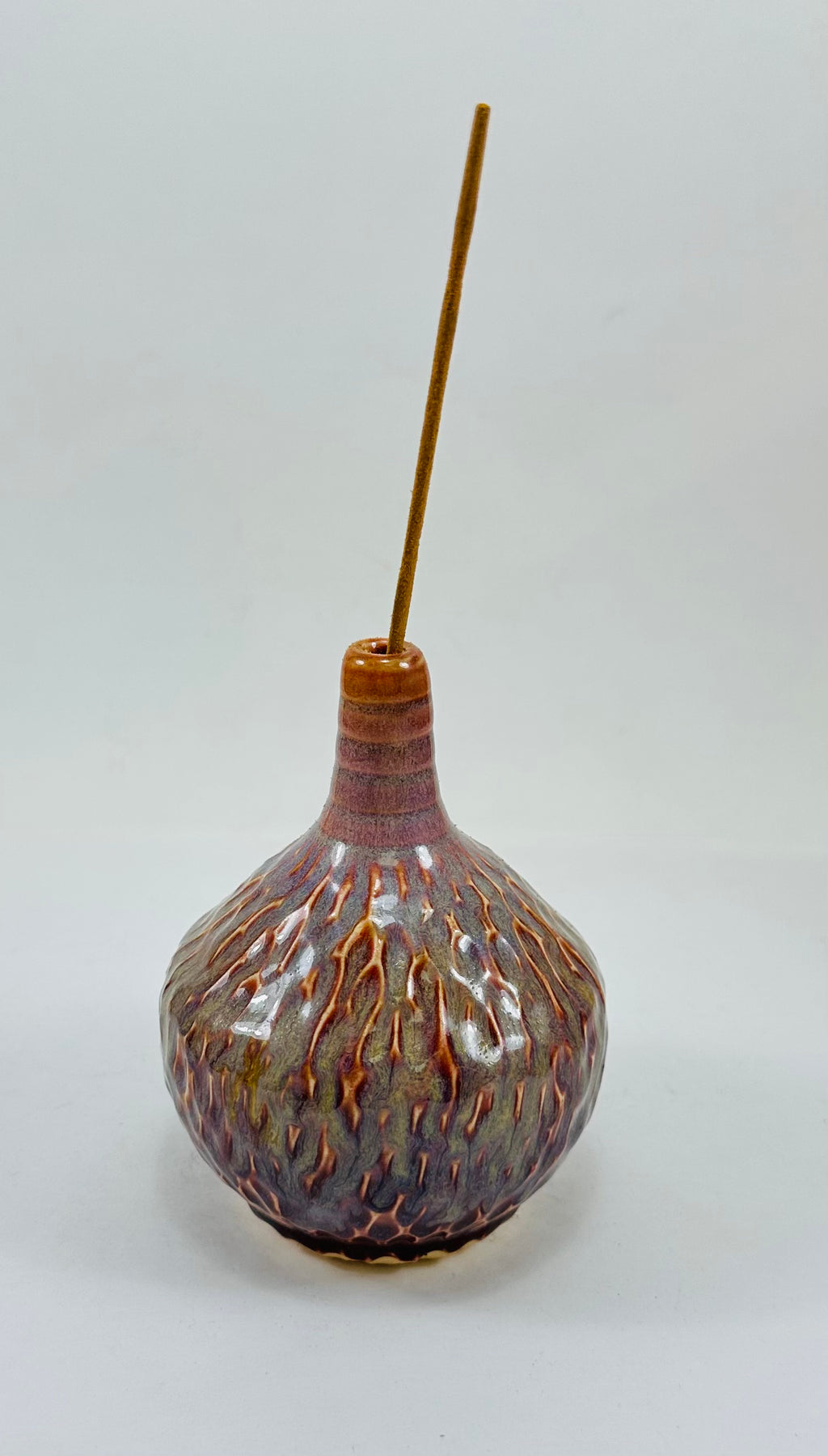 handmade ceramic vase in a beautiful blue, purple and brown glaze